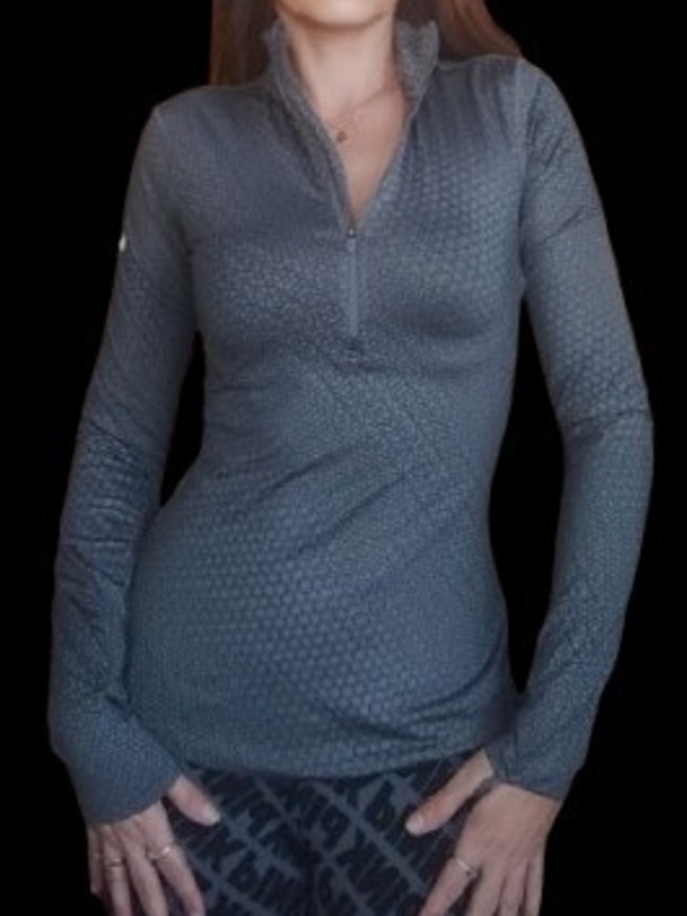 Nike Gray Long-Sleeve Half-Zip Mock Neck Top